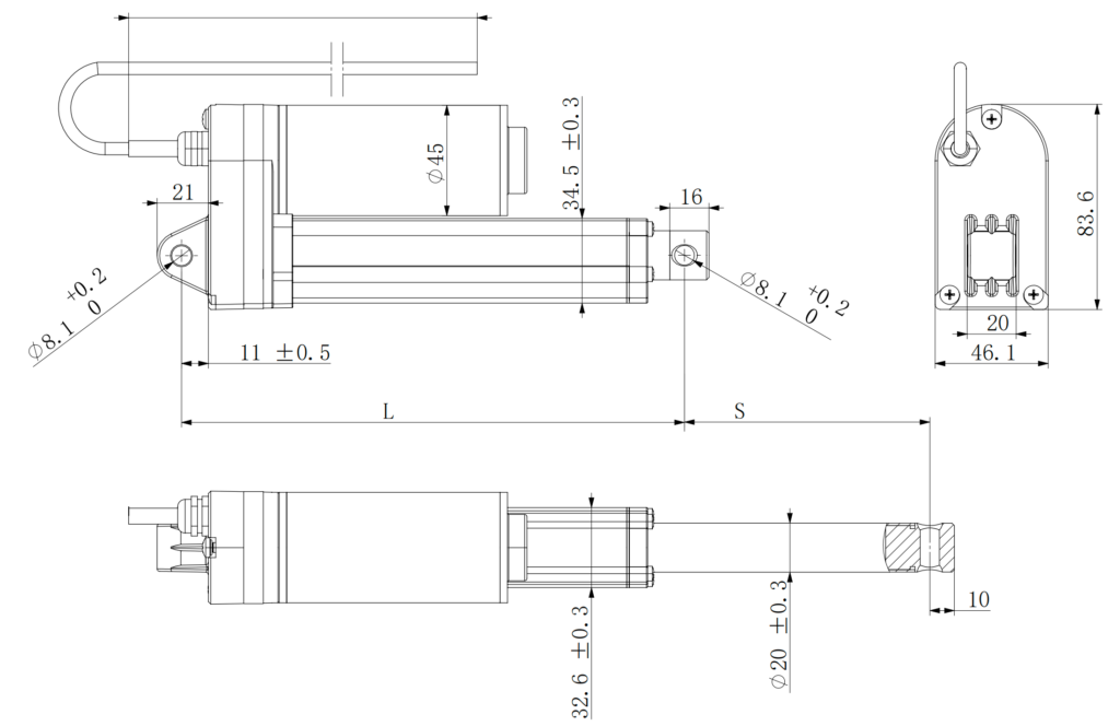 HTA18 linear actuator drawing