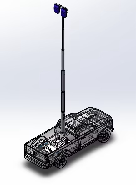 electric lifting mast used in a radar system for height adjustment