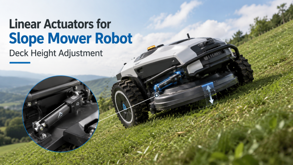 Linear Actuators for Slope Mower Robot Deck Height Adjustment