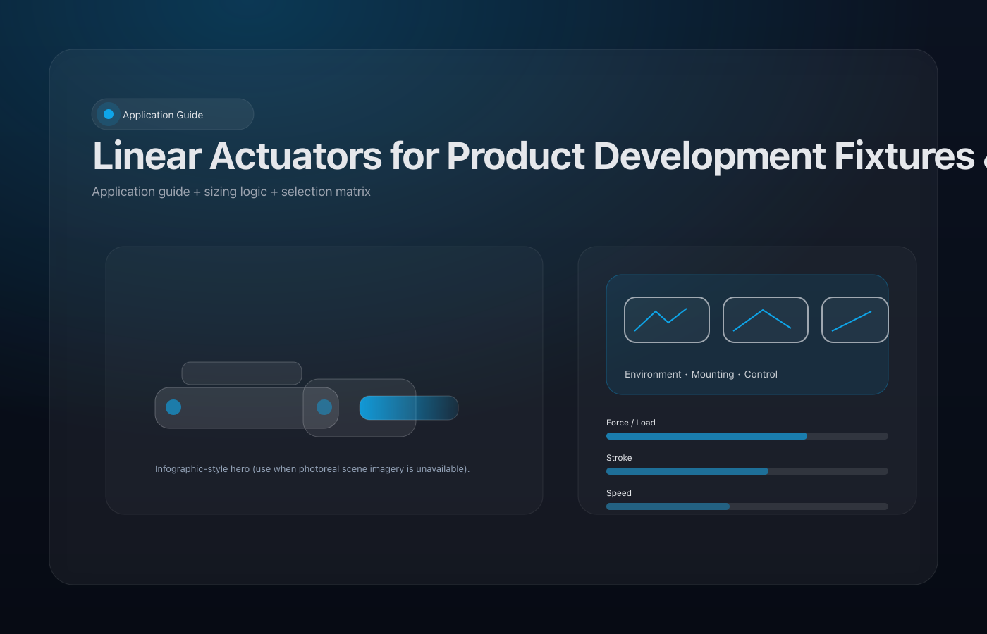 Linear Actuators for Product Development Fixtures & Industrial Prototype Positioning application overview