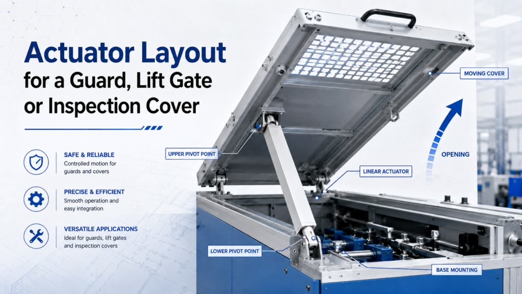 Actuator Layout for a Guard, Lift Gate or Inspection Cover