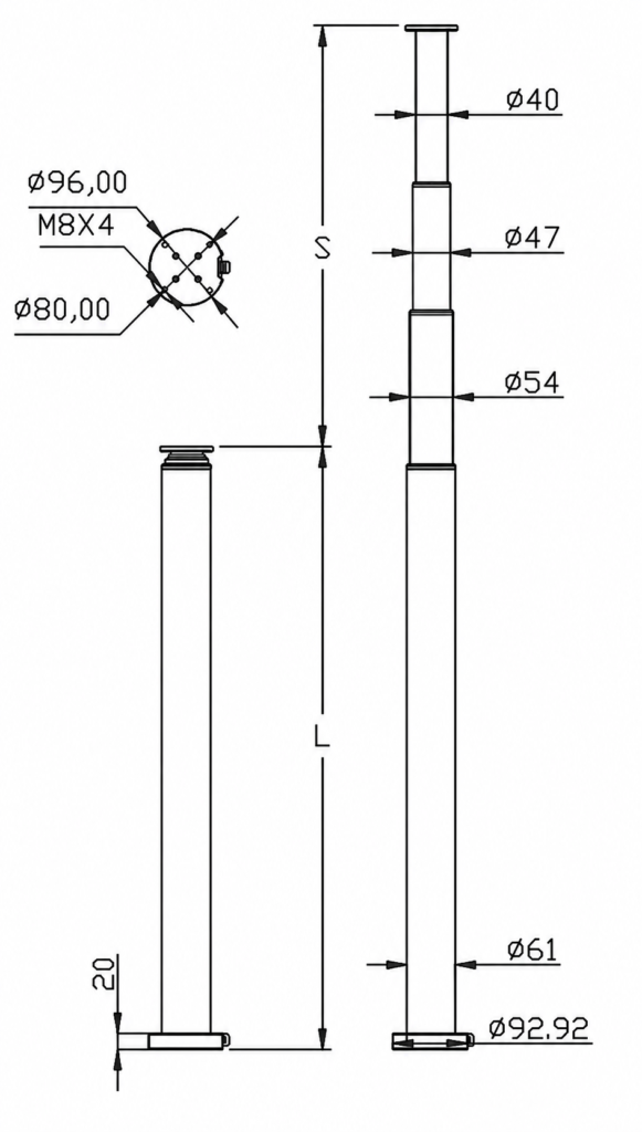 HTL461 lifing mast drawing