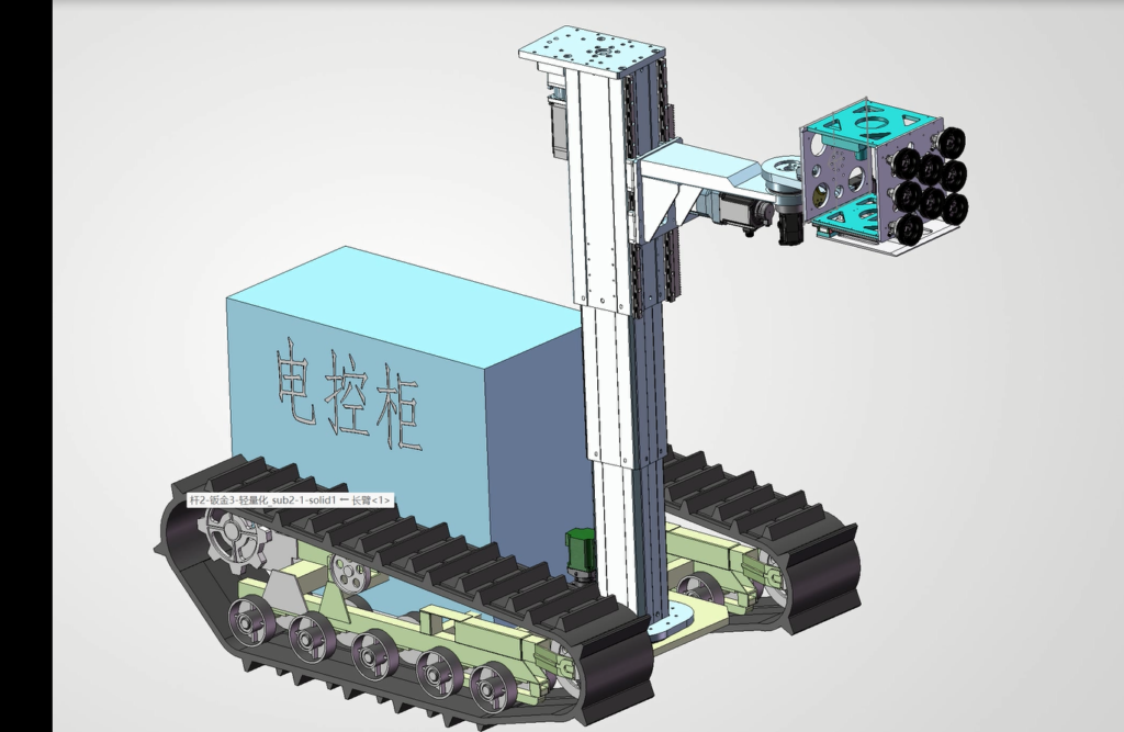 Tracked IoT inspection robot equipped with an inverted HTD3 servo lifting column and multi-sensor payload