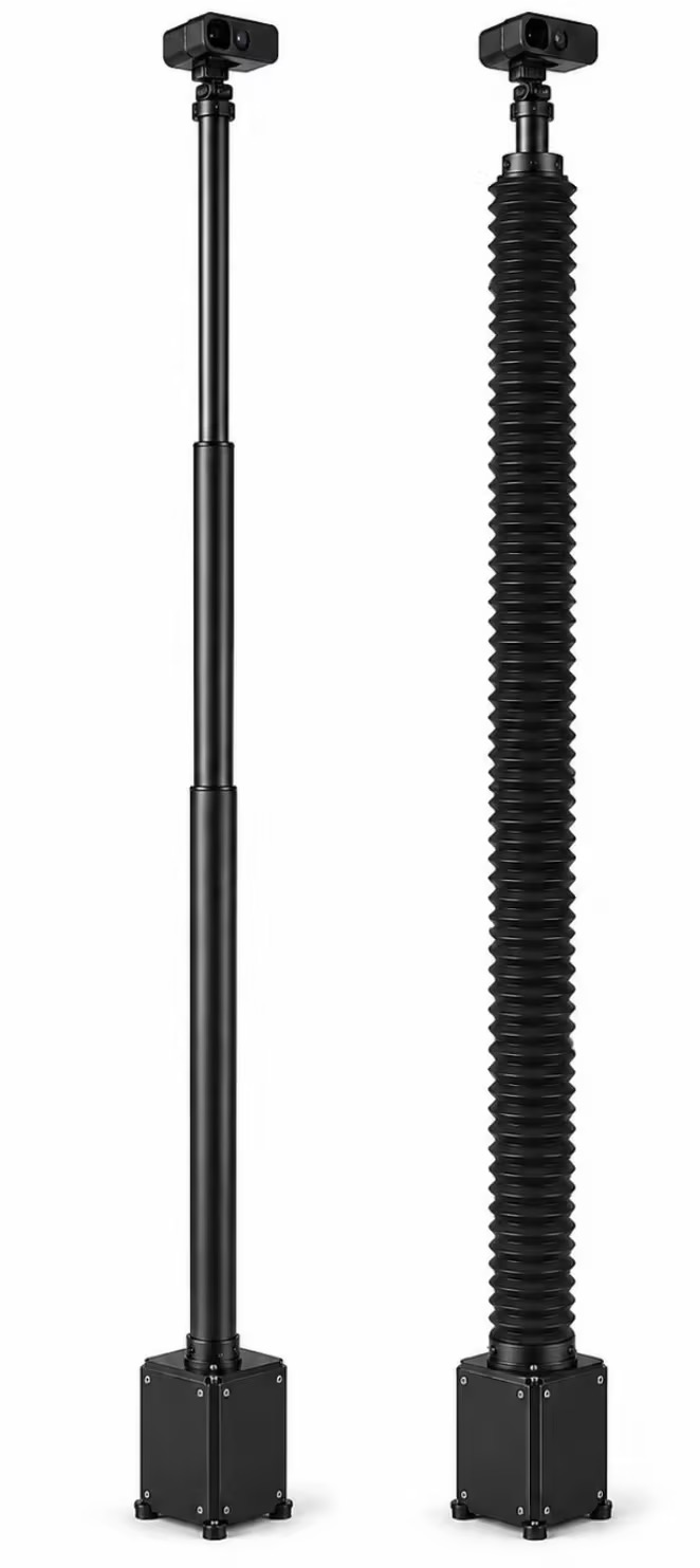 HTL4 three-stage telescopic linear actuator in extended and protected configurations